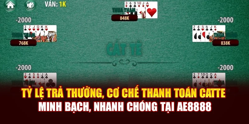 Tỷ lệ trả thưởng, cơ chế thanh toán Catte minh bạch, nhanh chóng tại AE888